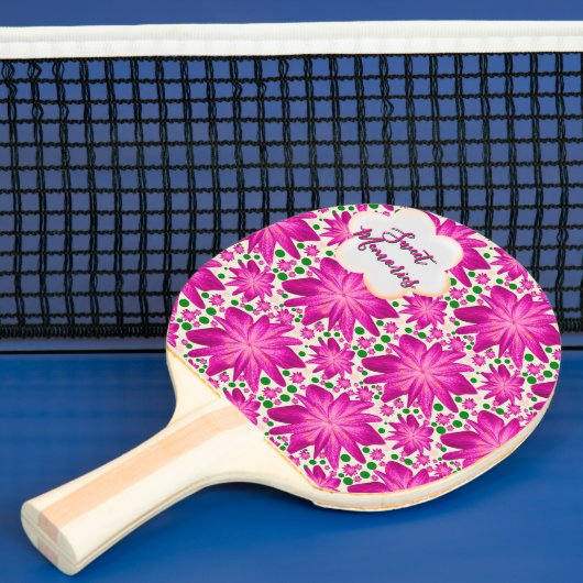 Aangepast hete roze bloemmotief zonder naad  tafeltennisbatje (Insitu)