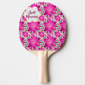 Aangepast hete roze bloemmotief zonder naad  tafeltennisbatje (Voorkant)