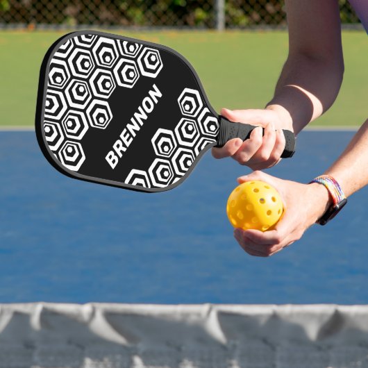 Aangepast hexagon polygon Retro Art Style Patroon Pickleball Paddle (Insitu)