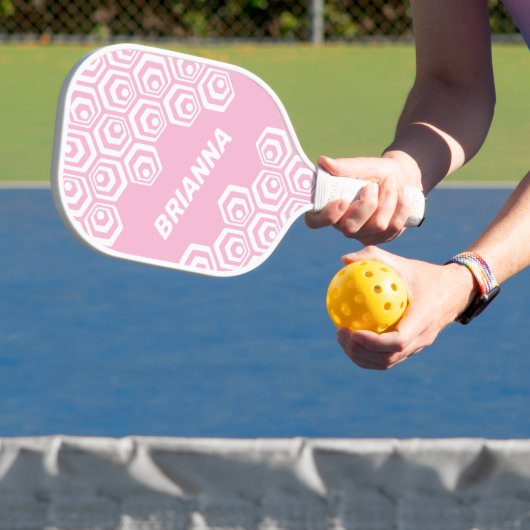 Aangepast hexagon polygon Retro Art Style Patroon Pickleball Paddle (Insitu)