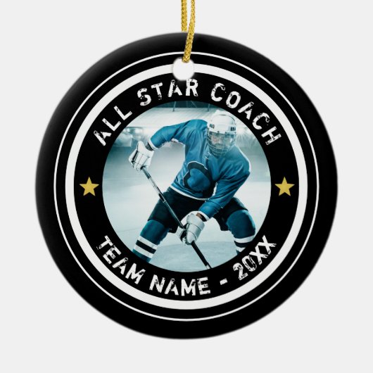 Aangepast hockey Alle sterren Foto Uw kleur Keramisch Ornament (Voorkant)