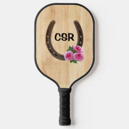 Aangepast Hoefijzer met Rozen & Monogram Pickleball Paddle
