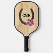 Aangepast Hoefijzer met Rozen & Monogram Pickleball Paddle (Achterkant)