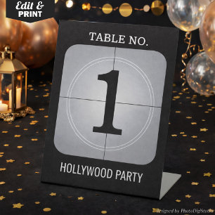 Aangepast Hollywood-feest tafelnummerbord, vintage Reclamebord Met Voetstuk