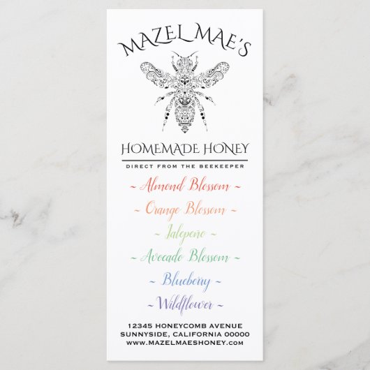Aangepast honinghondenmenu menu (Voorkant)