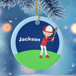 Aangepast honkbal Kind Keramisch Ornament