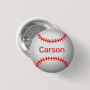 Aangepast honkbal met rode titels ronde button 3,2 cm