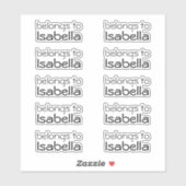 Aangepast "hoort bij" naam label Stickers (Vel)