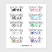 Aangepast "hoort bij" naam label Stickers (Vel)