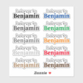 Aangepast "hoort bij" naam label Stickers (Vel)