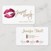 Aangepast - Hot Pink Glitter en Gold - Wit Visitekaartje (Voorkant / Achterkant)