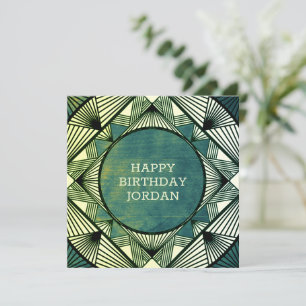 Aangepast hout Moderne Masculine Green Birthday Ka Feestdagenkaart