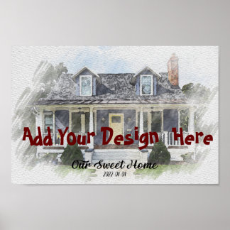 Aangepast Huis Tekenportret van Poster