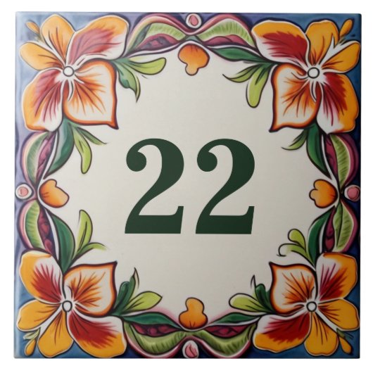 Aangepast huisnummer Bord Hawaiian Flowers Tegeltje (Voorkant)