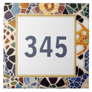 Aangepast huisnummerteken Kleurrijke Spaanse Mozaï Tegeltje