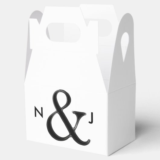 Aangepast huwelijk voor zwarte en witte ampersand bedankdoosjes (Geopend)