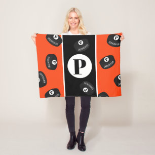 Aangepast Ice Hockey Puck Name Initiaal Monogram Fleece Deken