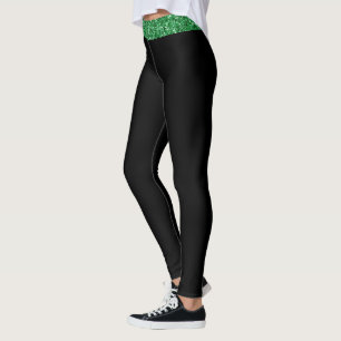 Aangepast Iers Groen Glitter Black met bovenste st Leggings