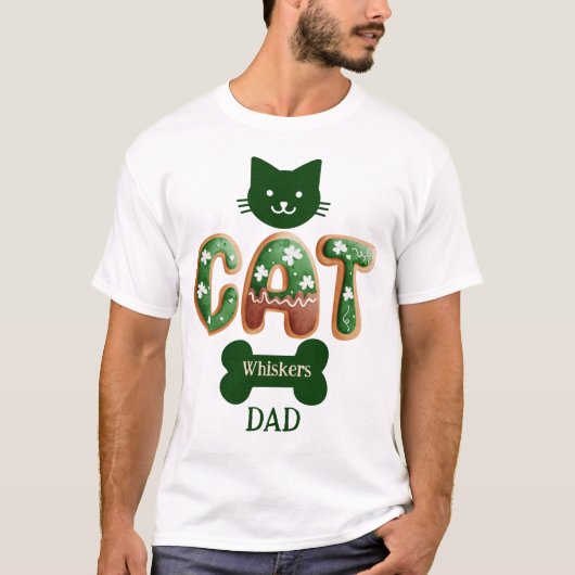 Aangepast Iers St Patricks Day Cat Dad T-shirt (Voorkant)
