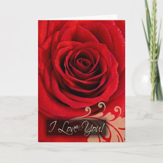 Aangepast Ik hou van je Kaarten, Red Rose Swirl Feestdagen Kaart (Voorkant)