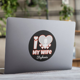 Aangepast Ik hou van mijn vrouw – Voeg naam & foto Ronde Sticker