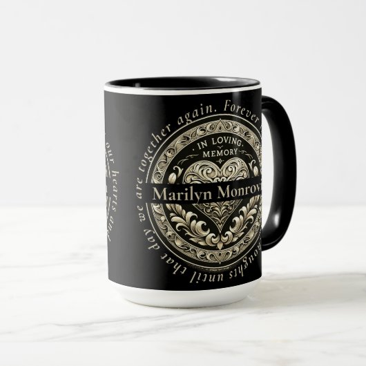 Aangepast in liefdevol geheugen mok (Voorkant rechts)