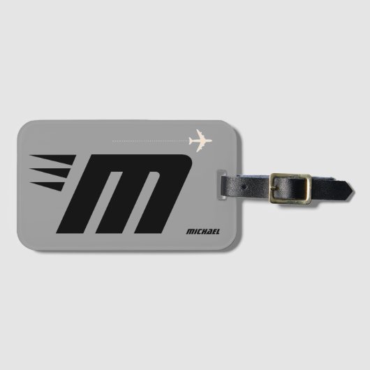 aangepast initiaal, gepersonaliseerd monogram bagagelabel (Voorkant (horizontaal))