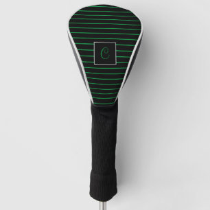 Aangepast Initiaal Groen en Zwart Gestreept Golfheadcover
