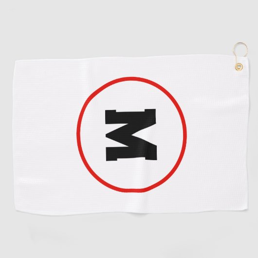 Aangepast initiaal in rode ring golfhanddoek (Horizontaal)