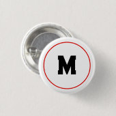 Aangepast initiaal in rode ring ronde button 3,2 cm (Voorkant /achterkant)