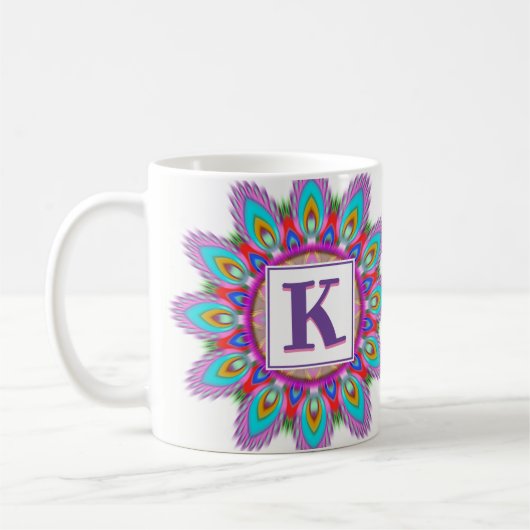 Aangepast initiaal koffie mok Mandala patroon (Links)
