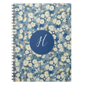 Aangepast Initiaal Monogram Dagen Floral notebook Notitieboek
