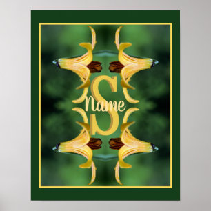 Aangepast initiaal monogram naam Wilde Lelie Kunst Poster