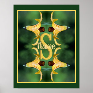Aangepast initiaal monogram naam Wilde Lelie Kunst Poster