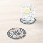 Aangepast Initiaal "N" Monogram Ronde Kartonnen Onderzetter (Insitu)