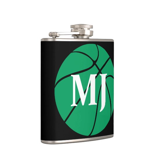 Aangepast Initiaal of nummer voor groene Basketbal Heupfles (Rechts)
