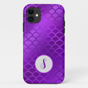 Aangepast initiaal paarse zeemeermin schalen patro iPhone 11 hoesje