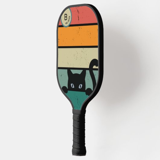 Aangepast Initiaal Retro Black Cat Pickleball Paddle (Links)