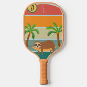 Aangepast Initiaal Retro Sloth Sunset Pickleball Paddle (Voorkant)