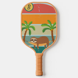 Aangepast Initiaal Retro Sloth Sunset Pickleball Paddle