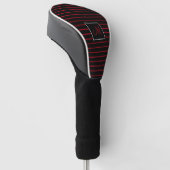 Aangepast Initiaal Rood en Zwart Gestreept Golfheadcover (Schuin)