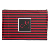 Aangepast Initiaal Rood en Zwart Gestreept Kussensloop (Achterkant)