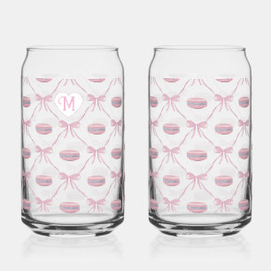 Aangepast Initiaal Roze Girly Coquette Bow & Macar Blikvorm Glas