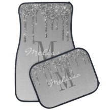 Aangepast Initiaal script glitter Drip Silver