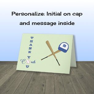 Aangepast initiaal voor honkbaltrainers bedankkaart