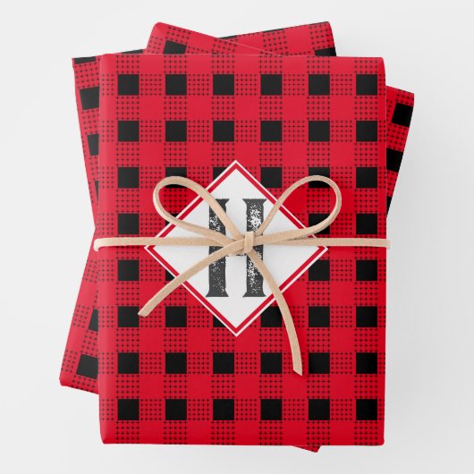 Aangepast initiaal voor rode en zwarte buffelpleis inpakpapier vel (In situ)