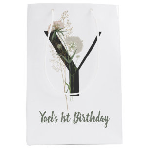 Aangepast Initiaal Y met Zachte kleur bloem Medium Cadeauzakje