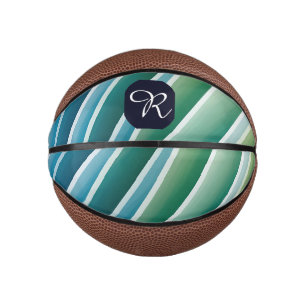 Aangepast Initialen Abstract Blauw Groen  Basketbal