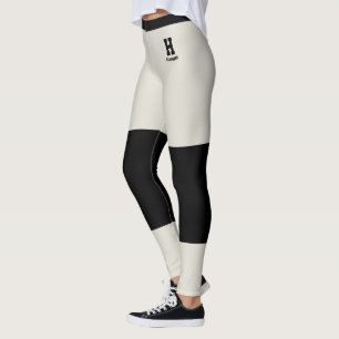 Aangepast Initialen Naam Klasse Oatmeal Zwarte Acc Leggings