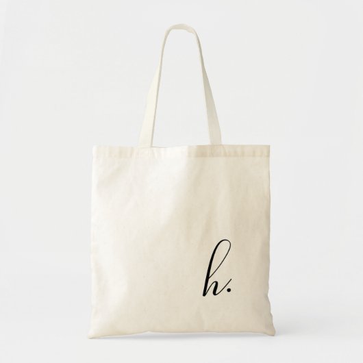 Aangepast initiële zwarte monogram script tote bag (Voorkant)